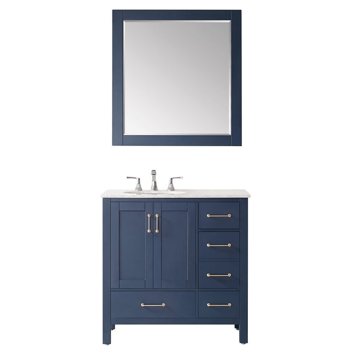Vinnova Gela 36" Single Vanity in Royal Blue with Carrara White Marble Countertop Without Mirror -723036-RB-CA-NM - New Star Living