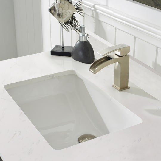 Vinnova Grayson 36" Single Vanity in Rust black and Composite Carrara White Stone Countertop With Mirror -784036-RL-WS - New Star Living