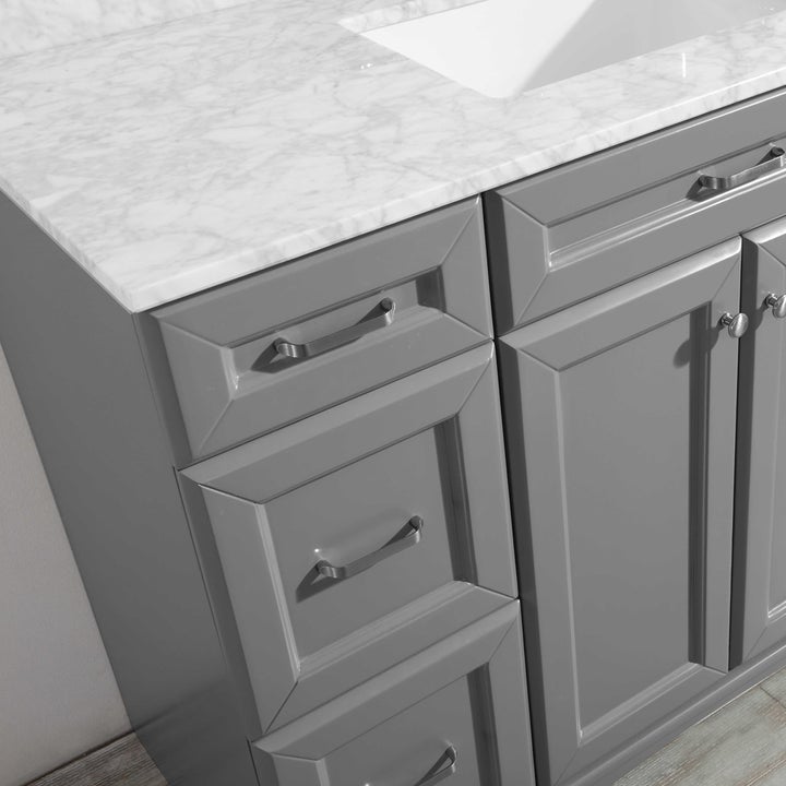 Vinnova Naples 48" Vanity in Grey with Carrara White Marble Countertop Without Mirror-710048-GR-CA-NM - New Star Living