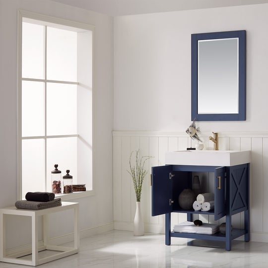 Vinnova Pavia 36” Single Vanity in Royal Blue with Acrylic under-mount Sink Without Mirror - 755036-RB-WH-NM - New Star Living