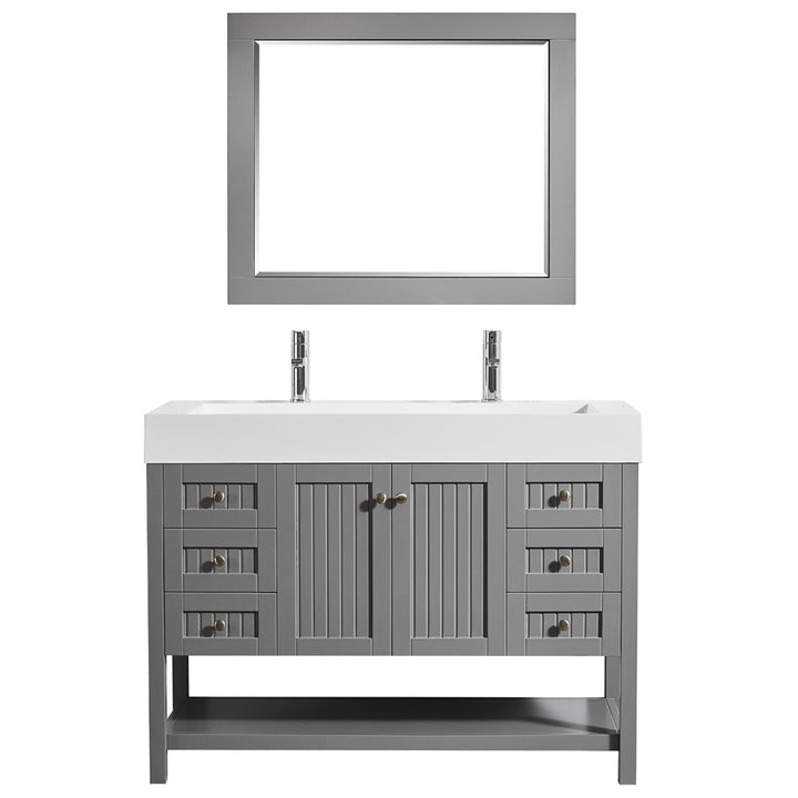 Vinnova Pavia 48” Single Vanity in Grey with Acrylic under-mount Sink With Mirror - 755048-GR-WH - New Star Living