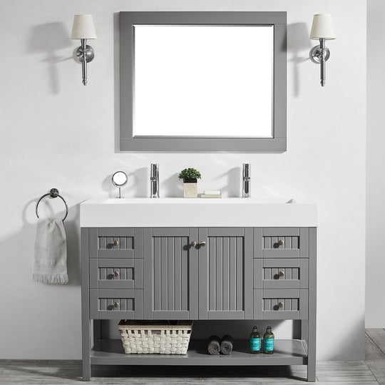 Vinnova Pavia 48” Single Vanity in Grey with Acrylic under-mount Sink With Mirror - 755048-GR-WH - New Star Living