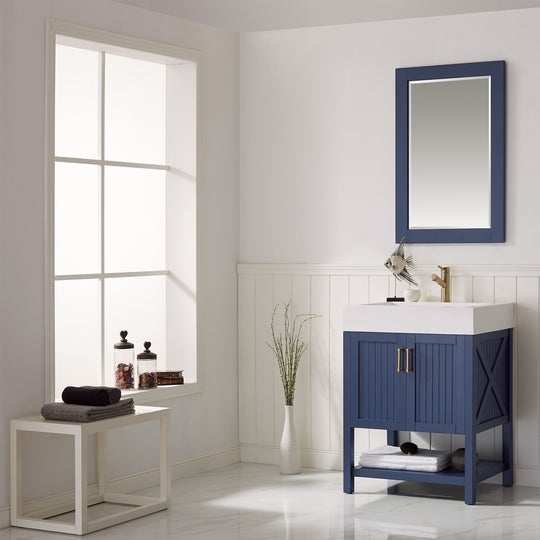 Vinnova Pavia 48” Single Vanity in Royal Blue with Acrylic under-mount Sink With Mirror -755048-RB-WH755048-RB-WH - New Star Living