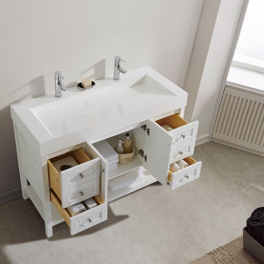 Vinnova Pavia 48” Single Vanity in White with Acrylic under-mount Sink With Mirror - 755048-WH-WH - New Star Living