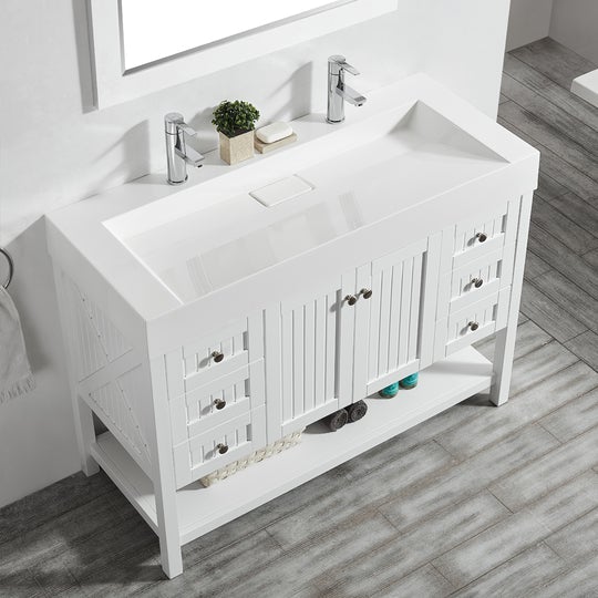 Vinnova Pavia 48” Single Vanity in White with Acrylic under-mount Sink With Mirror - 755048-WH-WH - New Star Living
