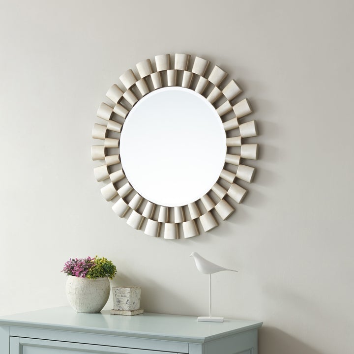 Vinnova Perugia 24" Circle Bathroom/Vanity Brushed Silver framed Wall Mirror - 824030-CMIR-BS - New Star Living