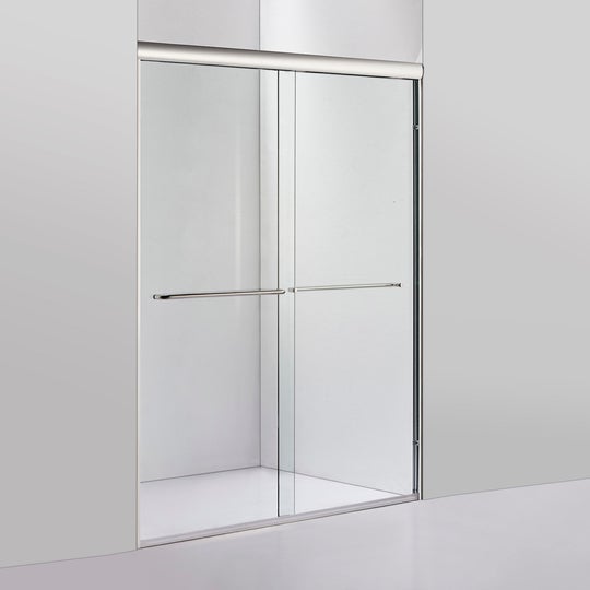 Vinnova Reggio 48" W x 76" H Double Sliding Frameless Shower Door in Brushed Nickel -306048-BP-BN - New Star Living