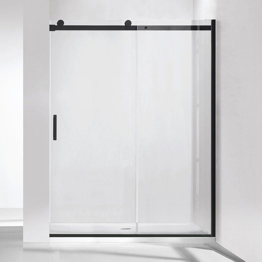 Vinnova Rovigo 48" W x 76" H Single Sliding Frameless Shower Door in Matt Black - 303048-SS-MB - New Star Living