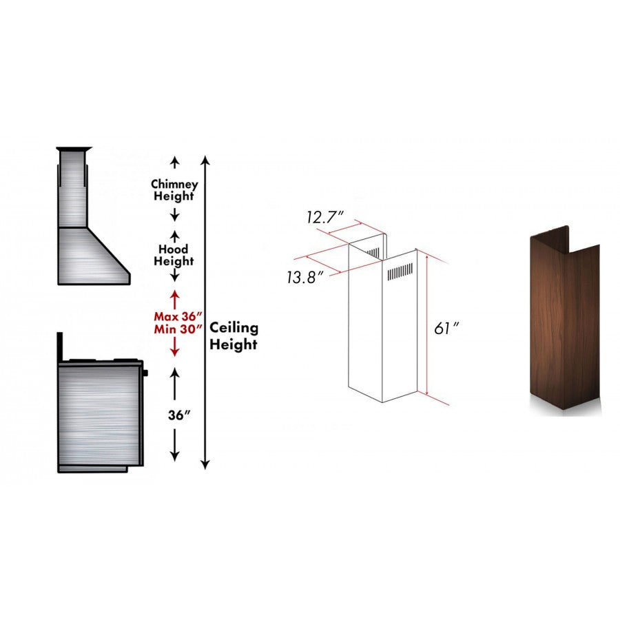 ZLINE 61 in. Wooden Chimney Extension for Ceilings up to 12.5 ft. (329AH-E) - New Star Living