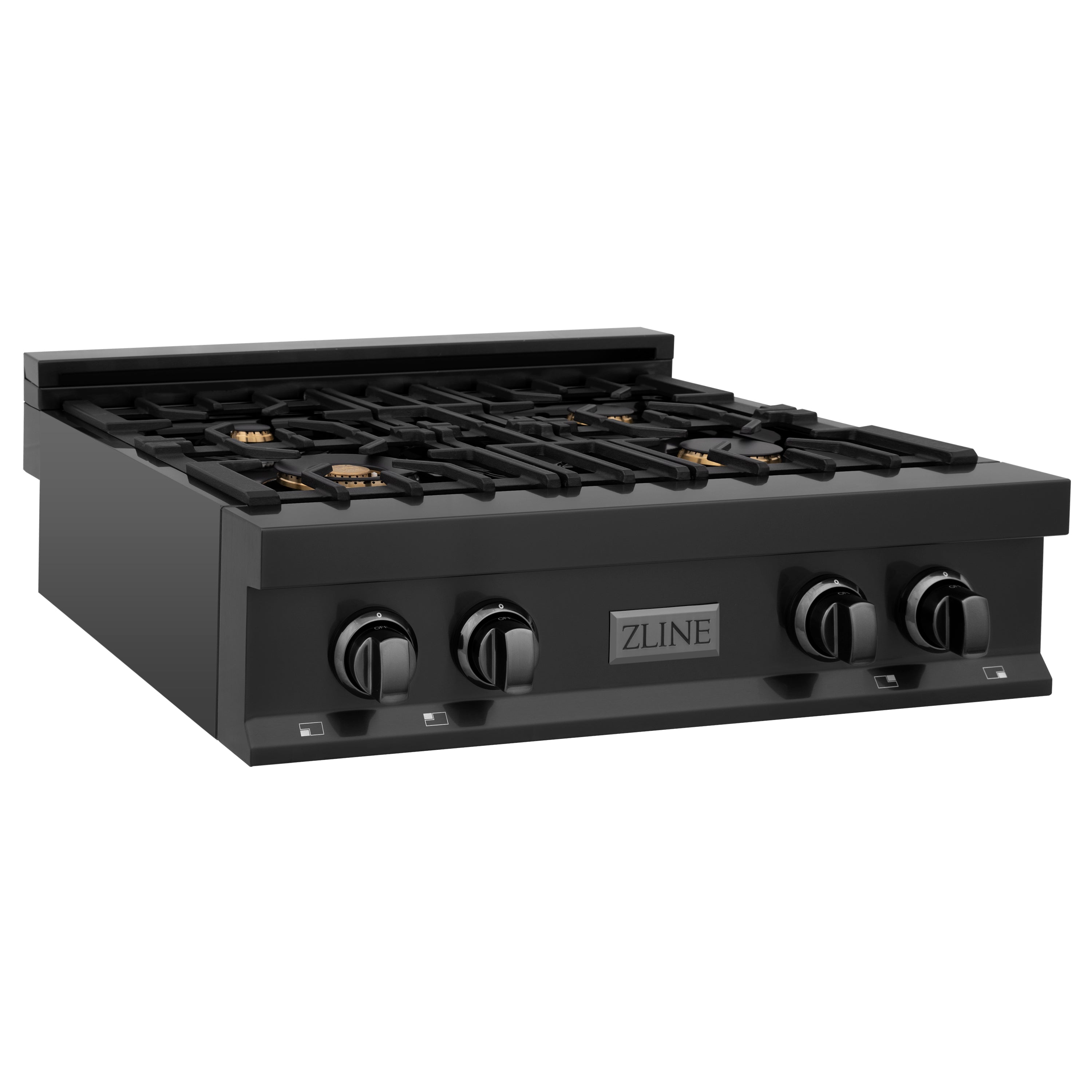 ZLINE 30 in. Porcelain Rangetop in Black Stainless with 4 Gas Burners (RTB-BR-30) with Brass Burners - New Star Living