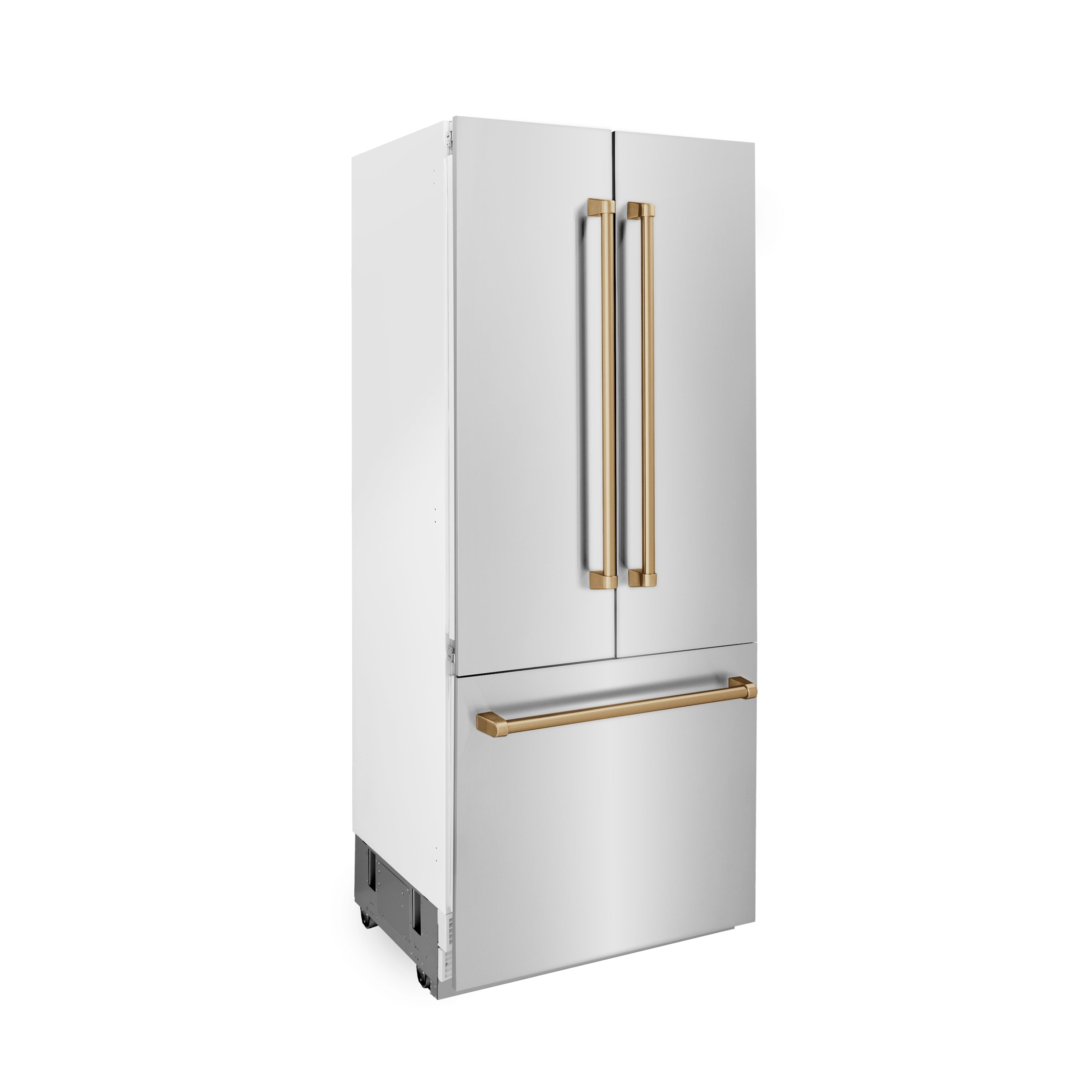 ZLINE 36" Autograph Edition 19.6 cu. ft. Built-in 2-Door Bottom Freezer Refrigerator with Internal Water and Ice Dispenser in Stainless Steel with Champagne Bronze Accents (RBIVZ-304-36-CB) - New Star Living