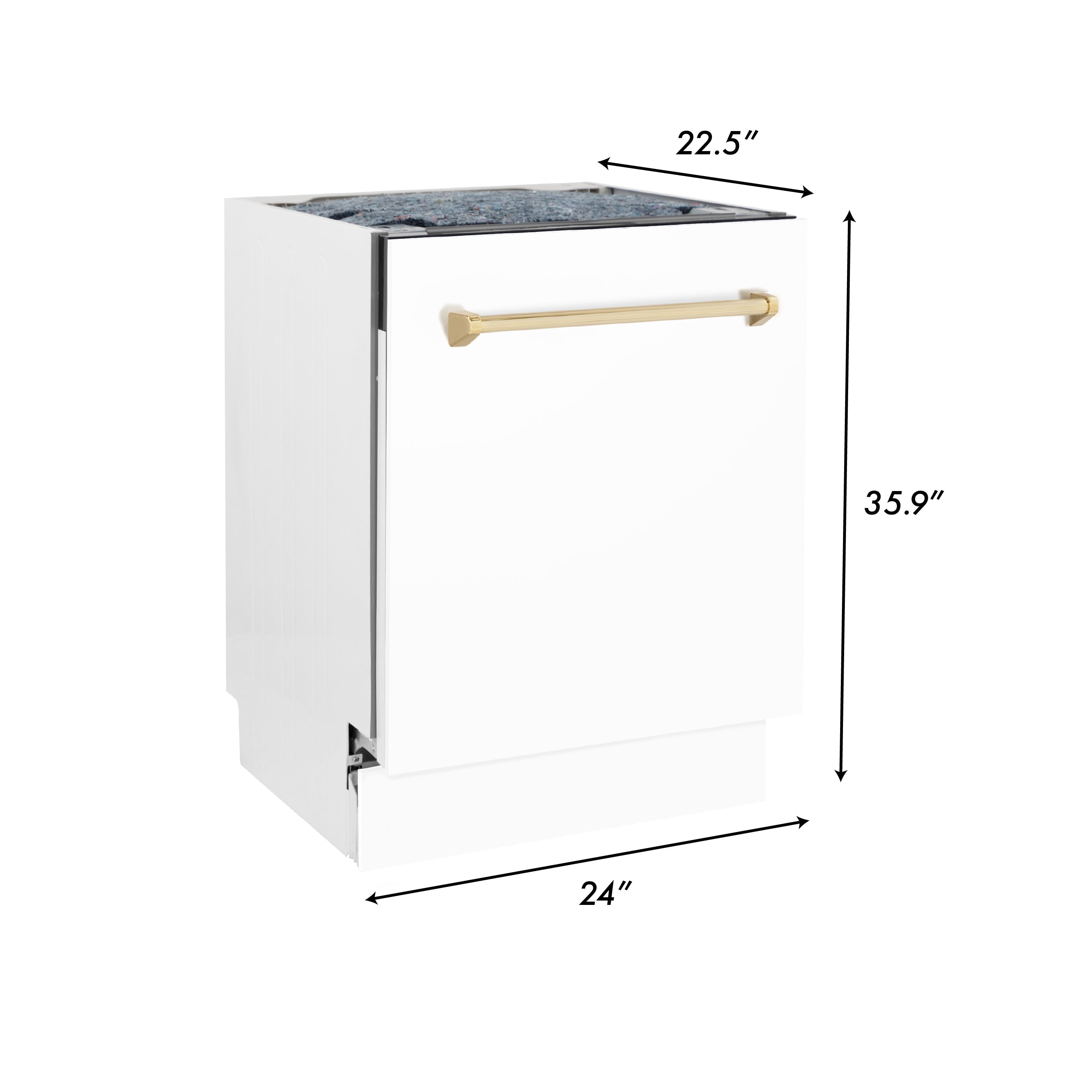 ZLINE Autograph Edition 24" 3rd Rack Top Control Tall Tub Dishwasher in White Matte with Accent Handle, 51dBa (DWVZ-WM-24) - New Star Living