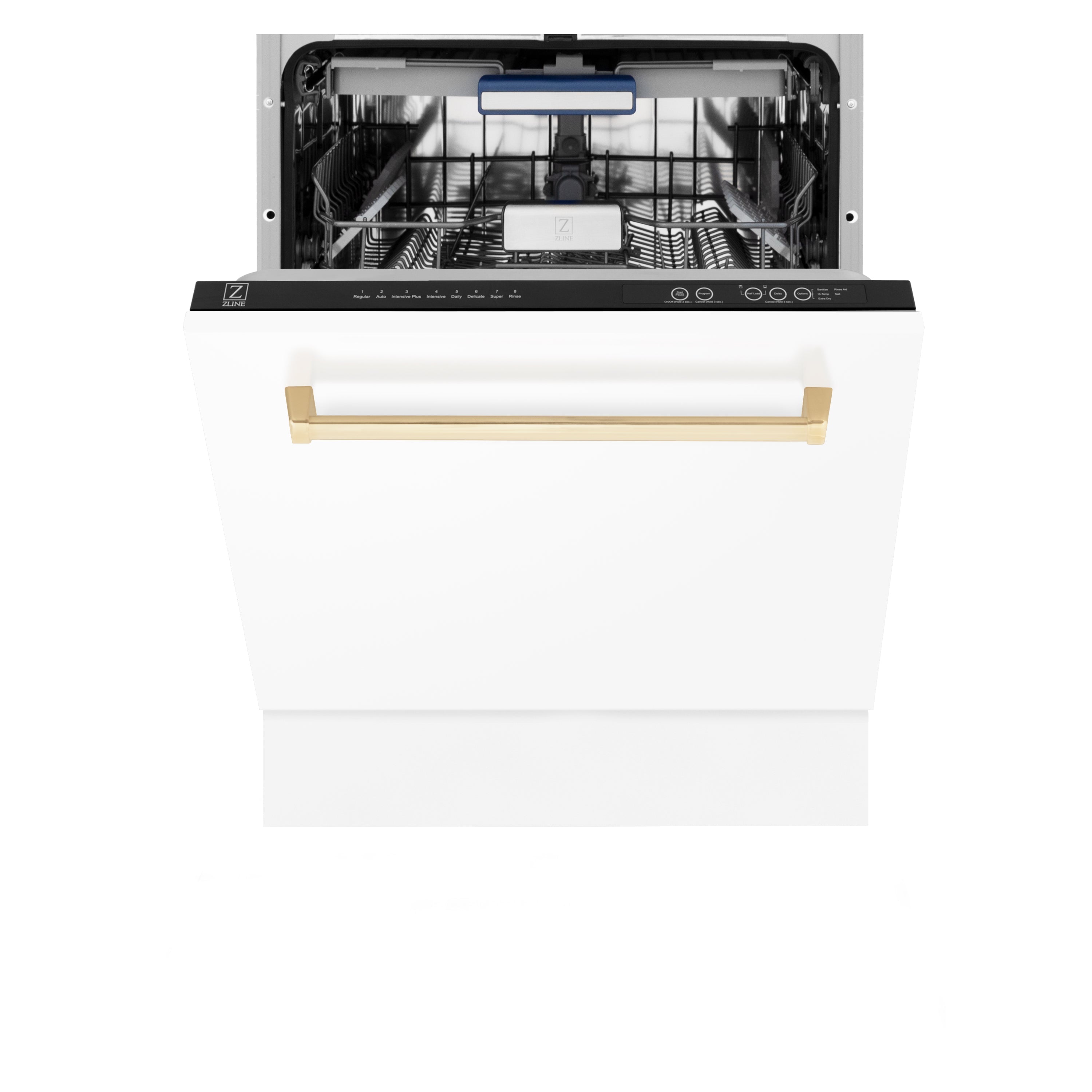 ZLINE Autograph Edition 24" 3rd Rack Top Control Tall Tub Dishwasher in White Matte with Accent Handle, 51dBa (DWVZ-WM-24) - New Star Living