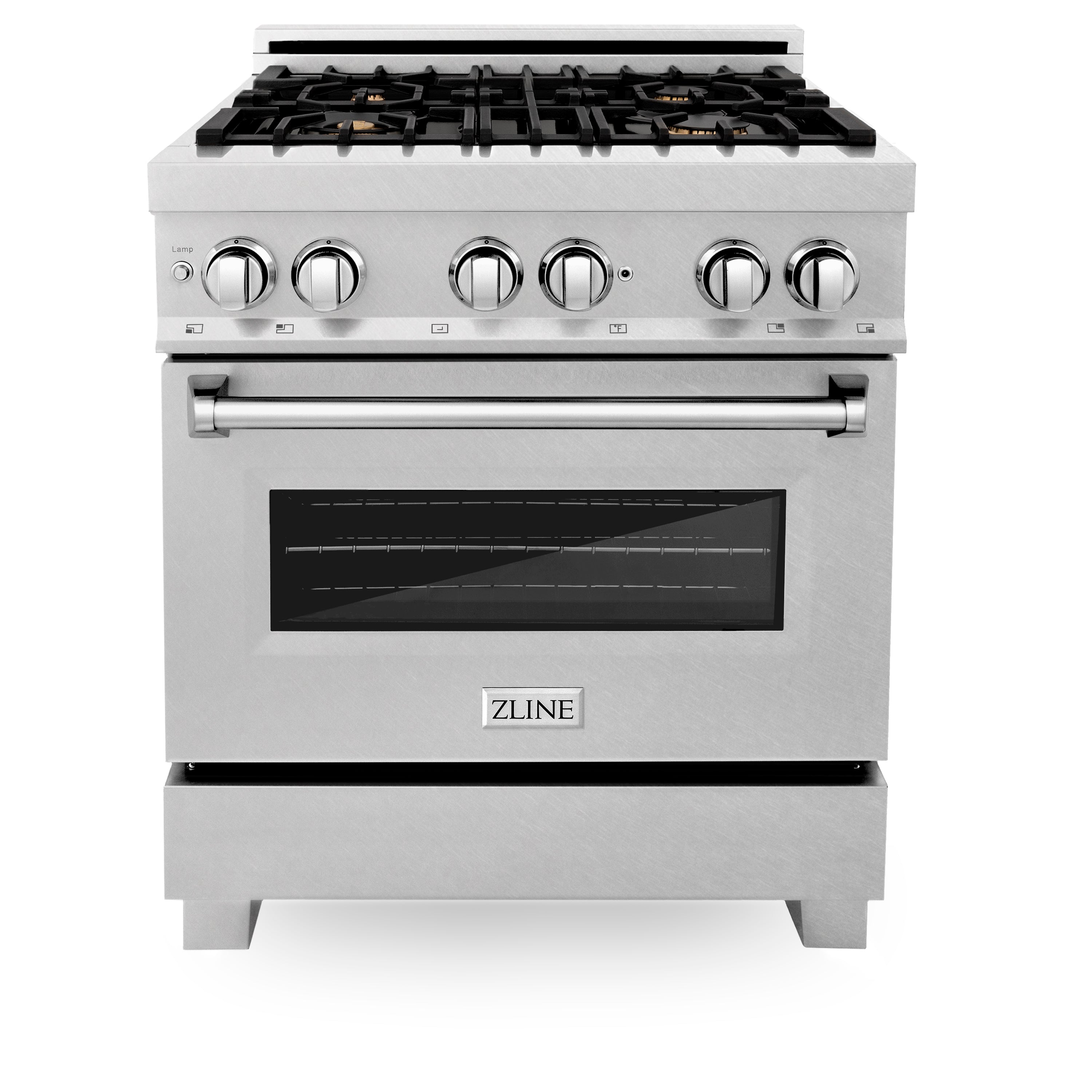 ZLINE 30 in. 4.0 cu. ft. Electric Oven and Gas Cooktop Dual Fuel Range with Griddle and Brass Burners in Fingerprint Resistant Stainless (RAS-SN-BR-GR-30) - New Star Living