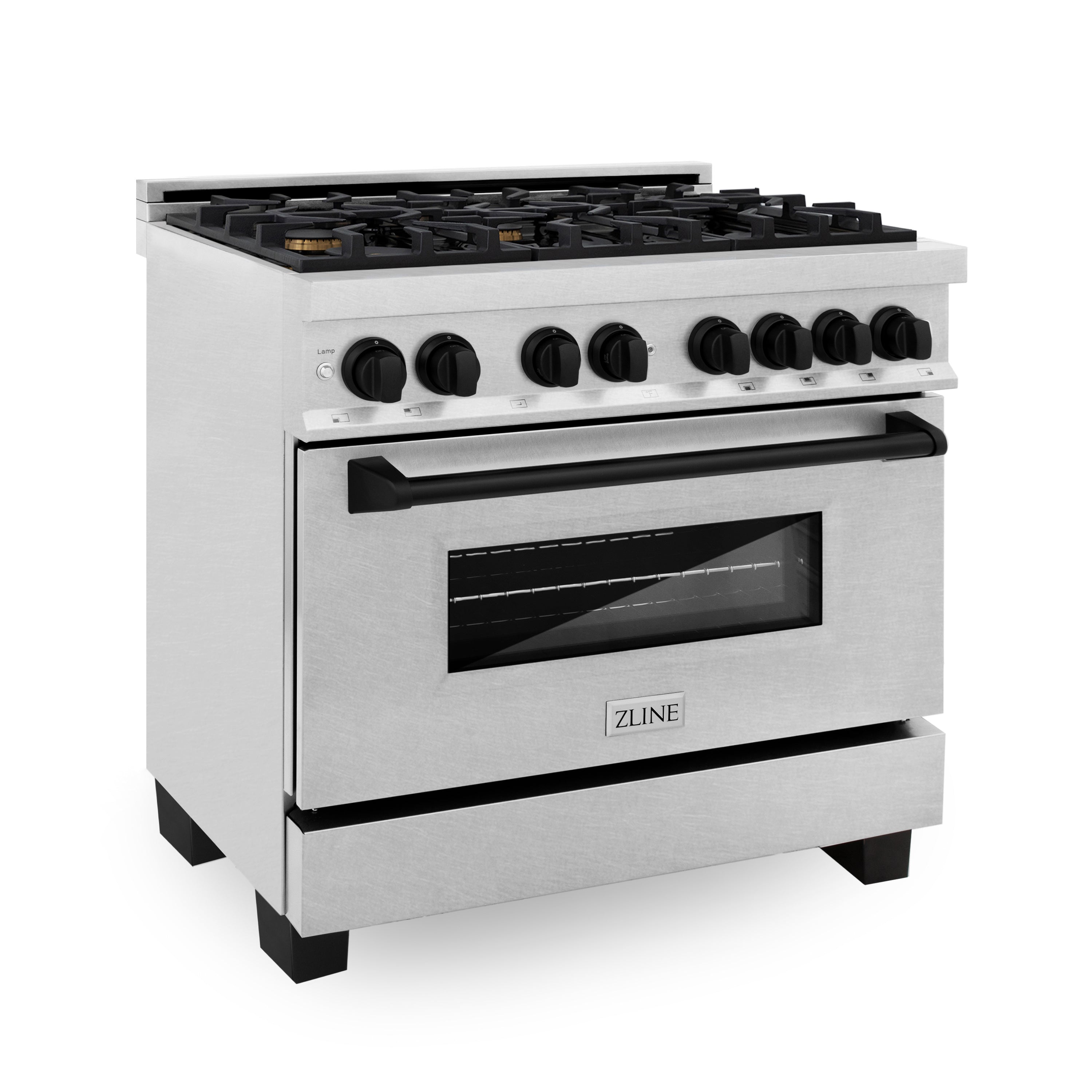 ZLINE Autograph Edition 36 in. 4.6 cu. ft. Dual Fuel Range with Gas Stove and Electric Oven in DuraSnow Stainless Steel with Accents (RASZ-SN-36) - New Star Living