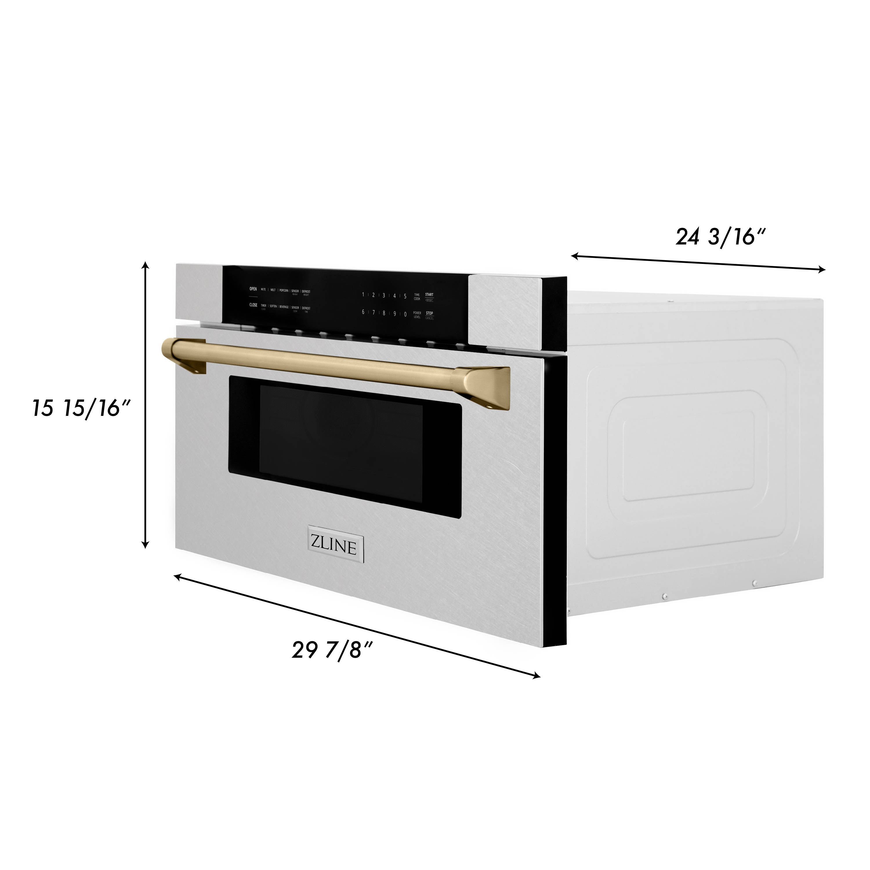 ZLINE Autograph Edition 30" 1.2 cu. ft. Built-In Microwave Drawer in DuraSnow Stainless Steel with Accents (MWDZ-30) - New Star Living