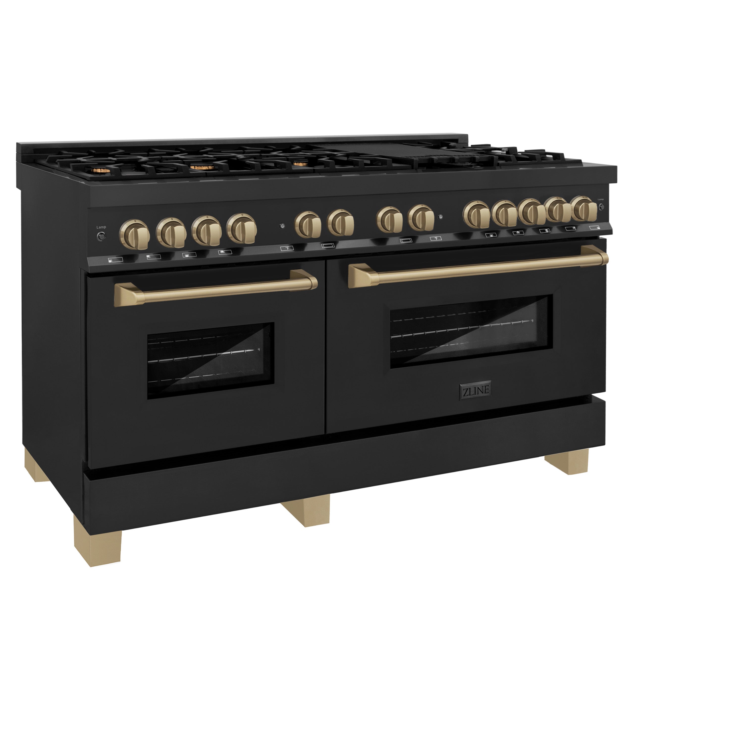 ZLINE Autograph Edition 60" 7.4 cu. ft. Dual Fuel Range with Gas Stove and Electric Oven in Black Stainless Steel with Accents (RABZ-60) - New Star Living