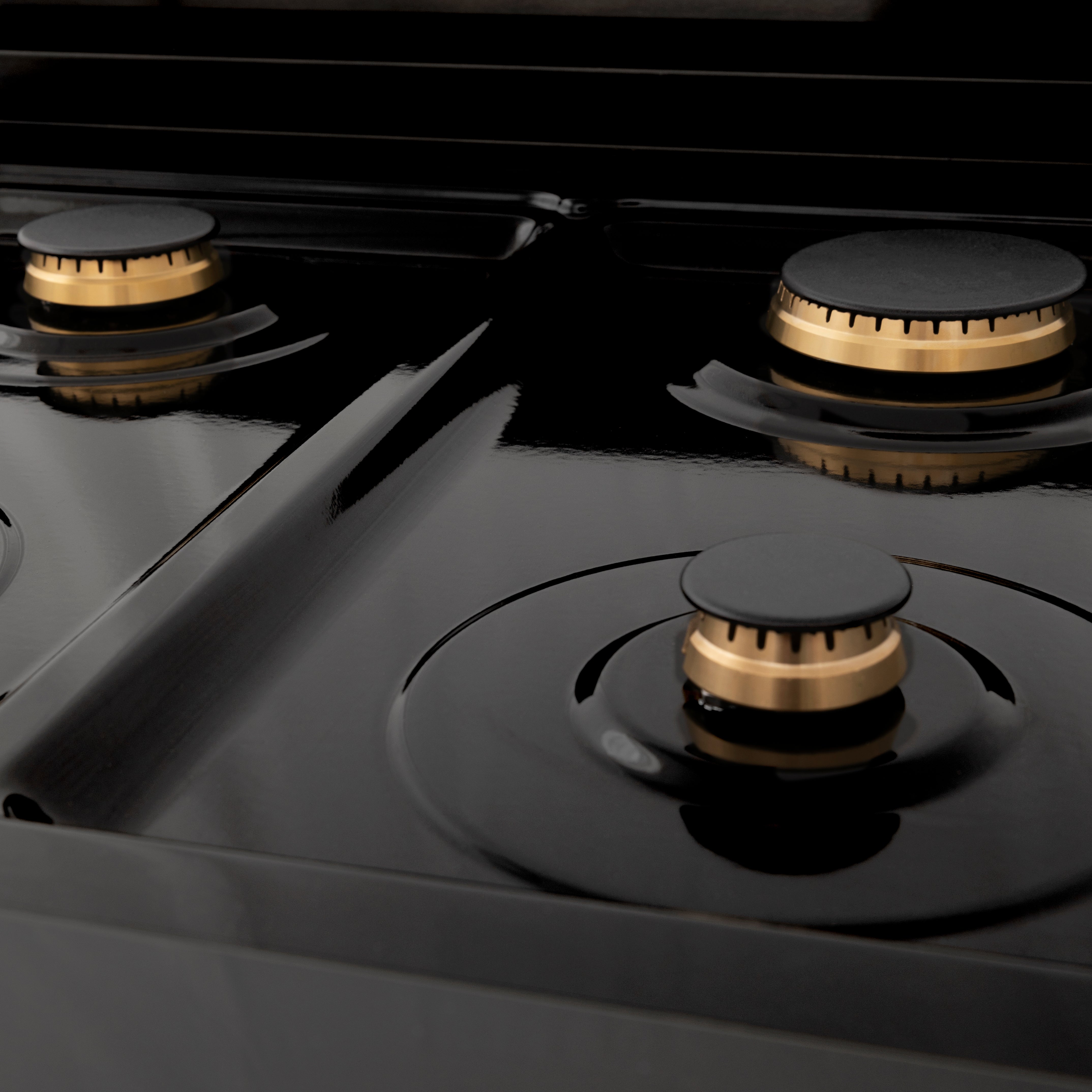 ZLINE Autograph Edition 36 in. Porcelain Rangetop with 6 Gas Burners in Black Stainless Steel and Accent Options (RTBZ-36) - New Star Living