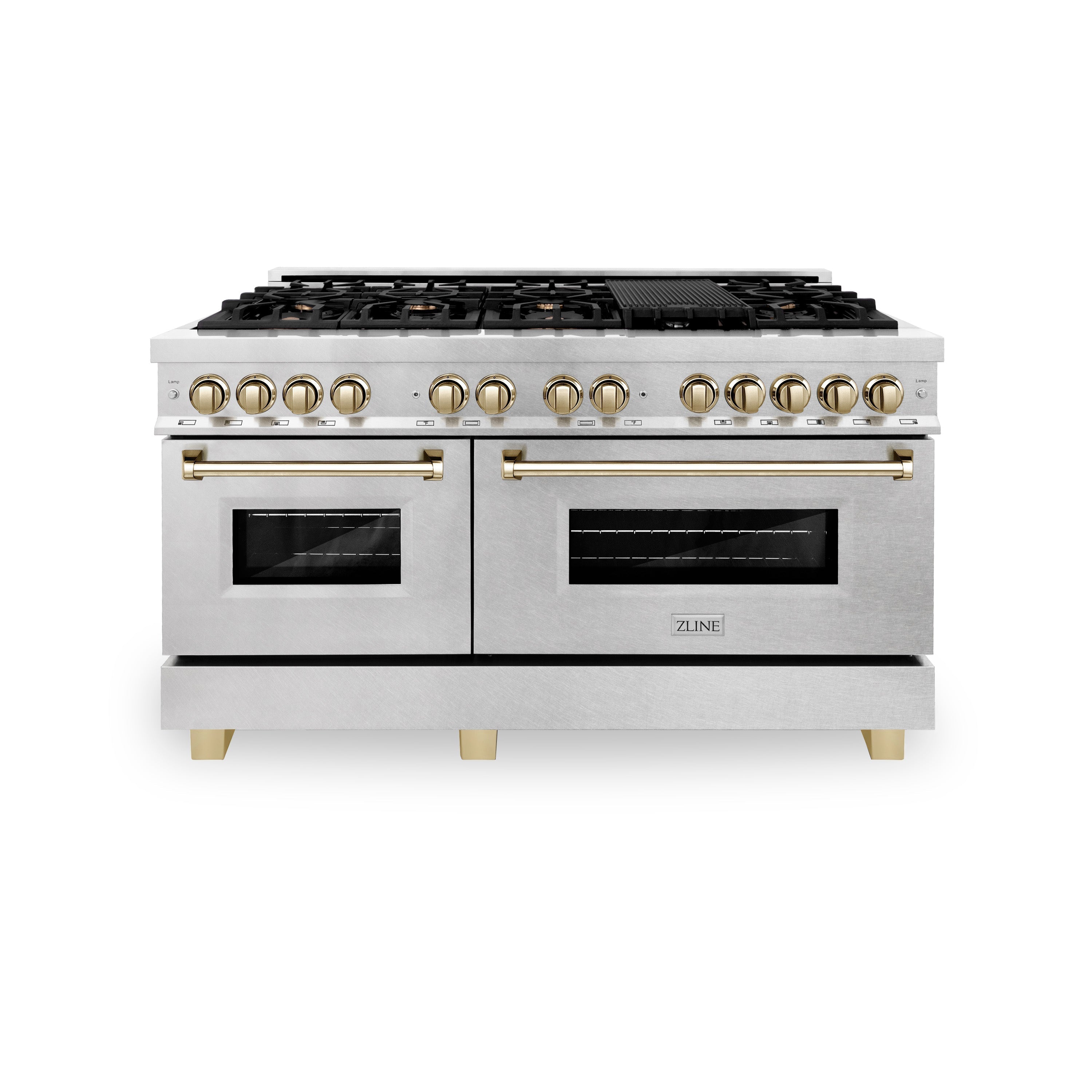 ZLINE Autograph Edition 60 in. 7.4 cu. ft. Dual Fuel Range with Gas Stove and Electric Oven in DuraSnow Stainless Steel with Accents (RASZ-SN-60) - New Star Living