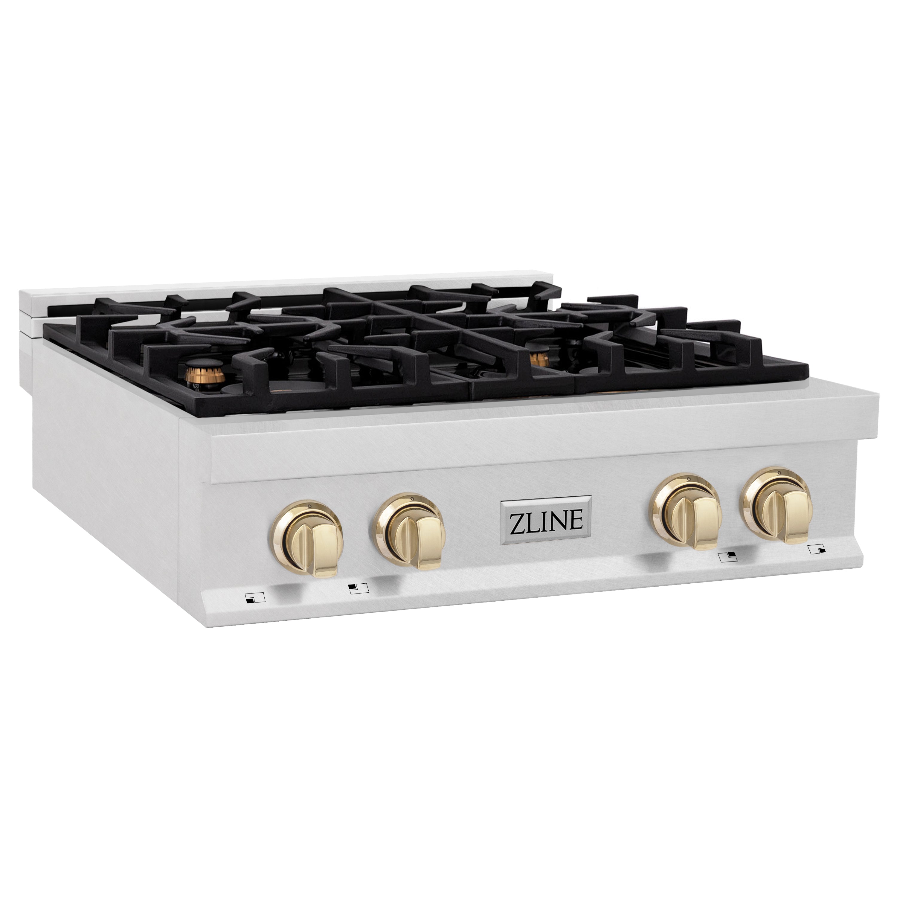 ZLINE Autograph Edition 30 in. Porcelain Rangetop with 4 Gas Burners in DuraSnow Stainless Steel with Accents (RTSZ-30) - New Star Living