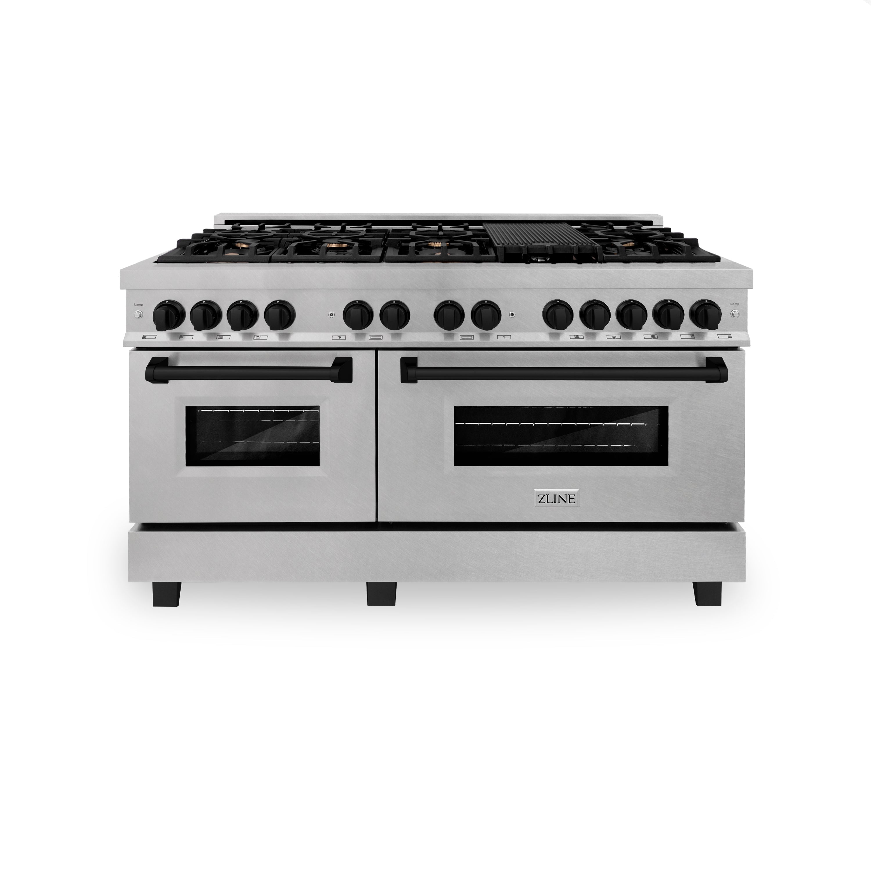 ZLINE Autograph Edition 60 in. 7.4 cu. ft. Dual Fuel Range with Gas Stove and Electric Oven in DuraSnow Stainless Steel with Accents (RASZ-SN-60) - New Star Living