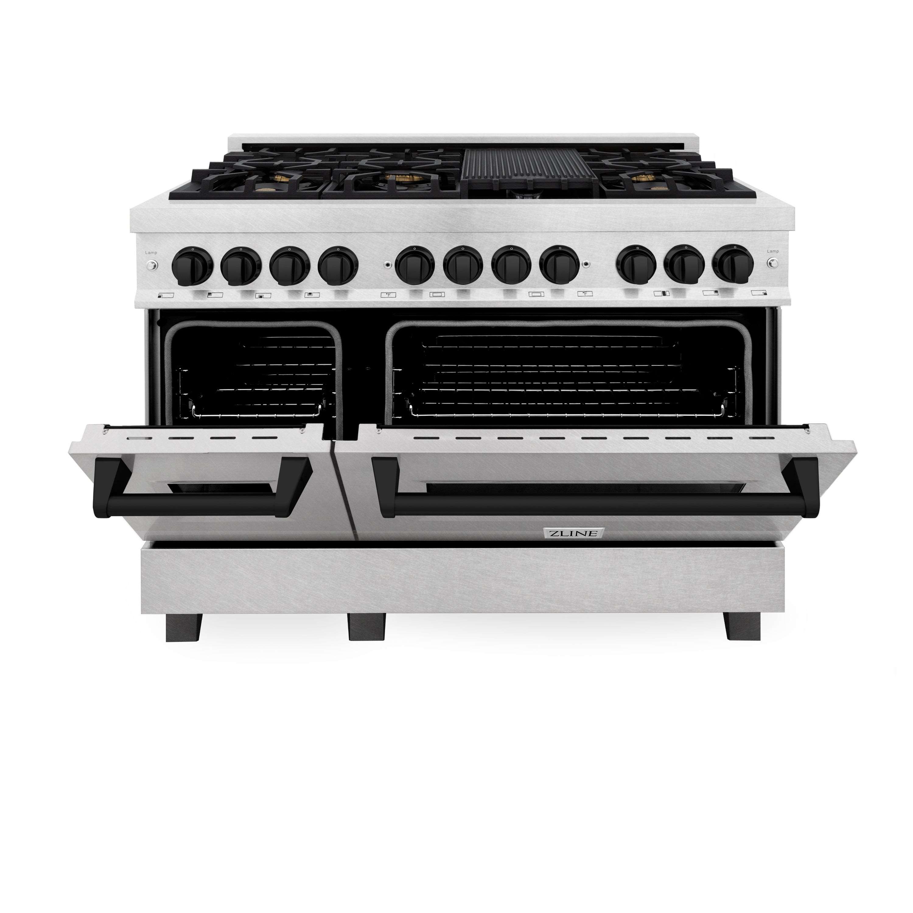 ZLINE Autograph Edition 48" 6.0 cu. ft. Dual Fuel Range with Gas Stove and Electric Oven in DuraSnow Stainless Steel (RASZ-SN-48) - New Star Living