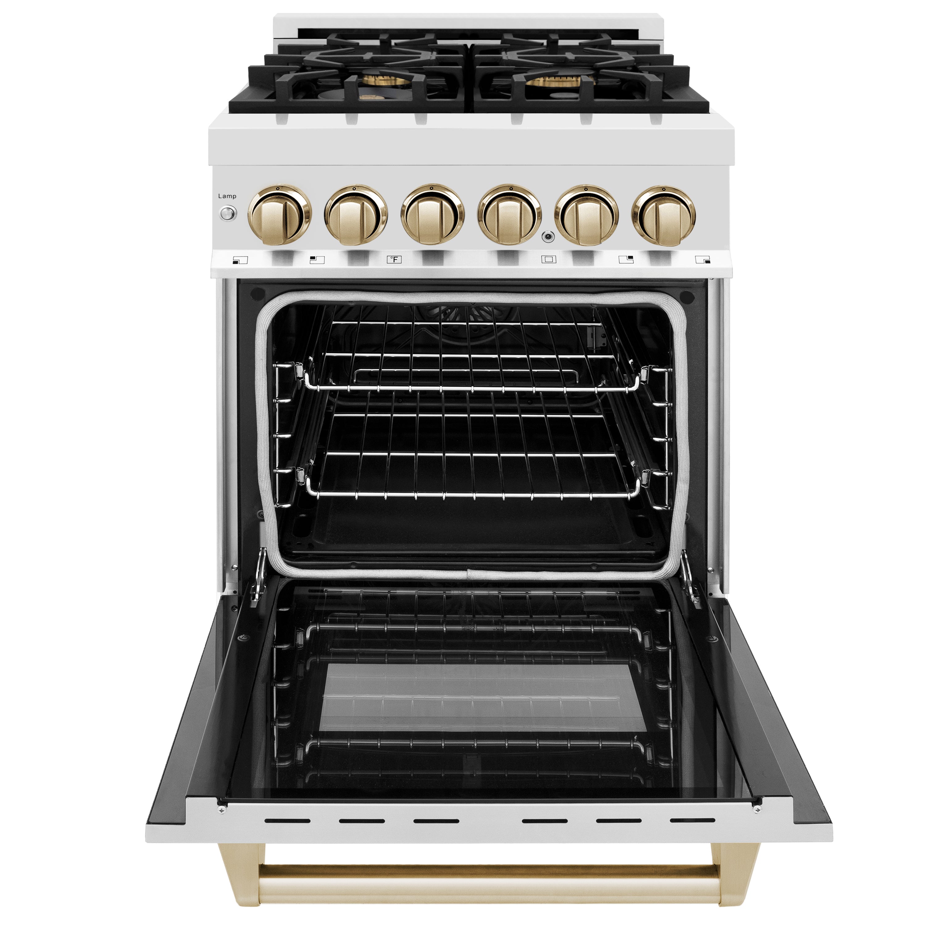 ZLINE Autograph Edition 24 in. 2.8 cu. ft. Dual Fuel Range with Gas Stove and Electric Oven in Stainless Steel with Accents (RAZ-24) - New Star Living