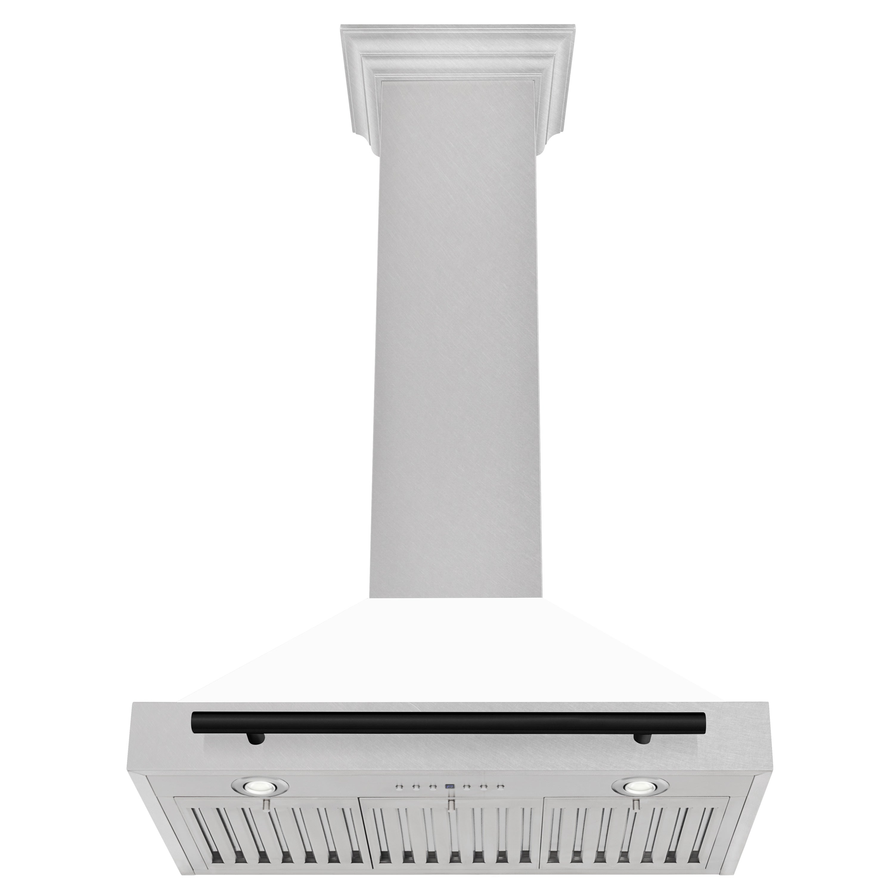 ZLINE 30 in. Autograph Edition DuraSnow Stainless Steel Range Hood with White Matte Shell and Accented Handle (KB4SNZ-WM30) - New Star Living