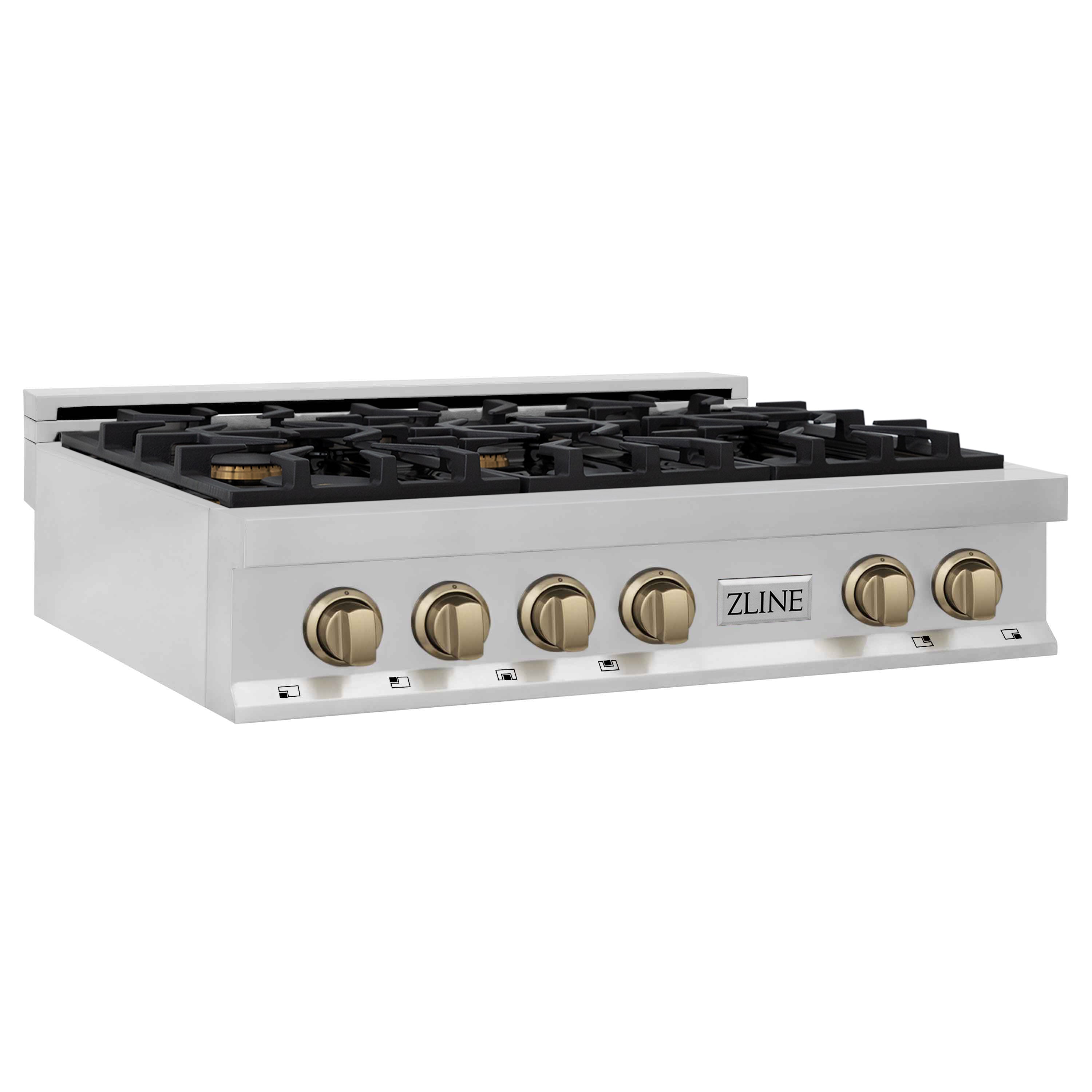 ZLINE Autograph Edition 36 in. Porcelain Rangetop with 6 Gas Burners in Stainless Steel with Accents (RTZ-36) - New Star Living
