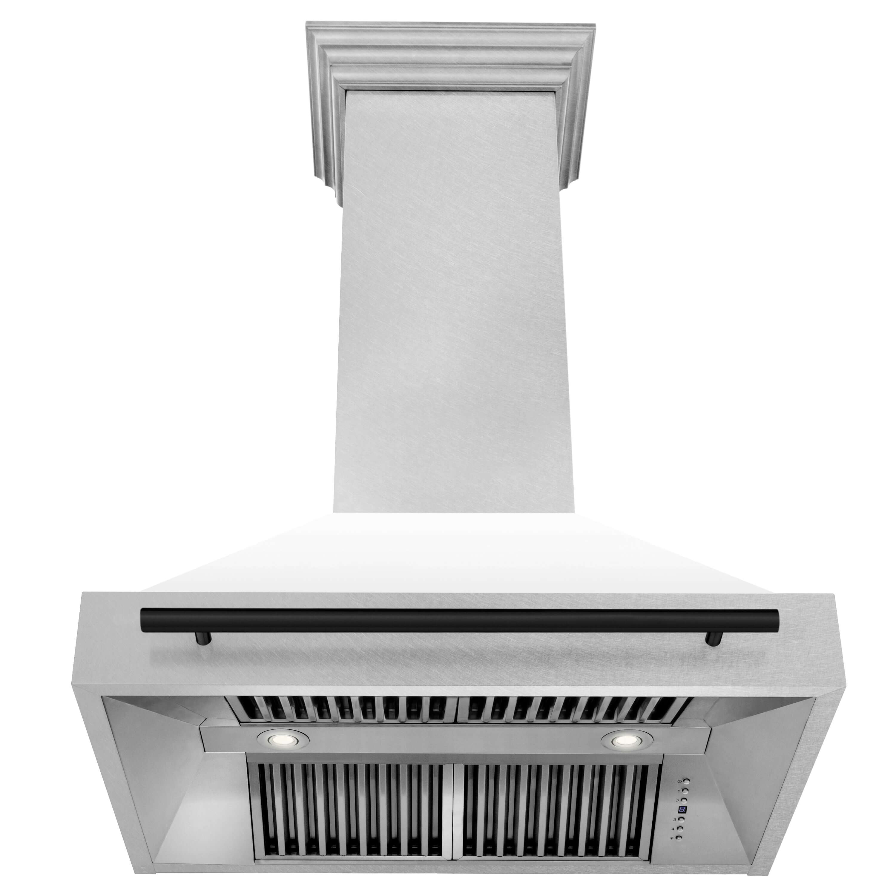 36 in. ZLINE Autograph Edition DuraSnow Stainless Steel Range Hood with White Matte Shell and Accented Handle (8654SNZ-WM36) - New Star Living