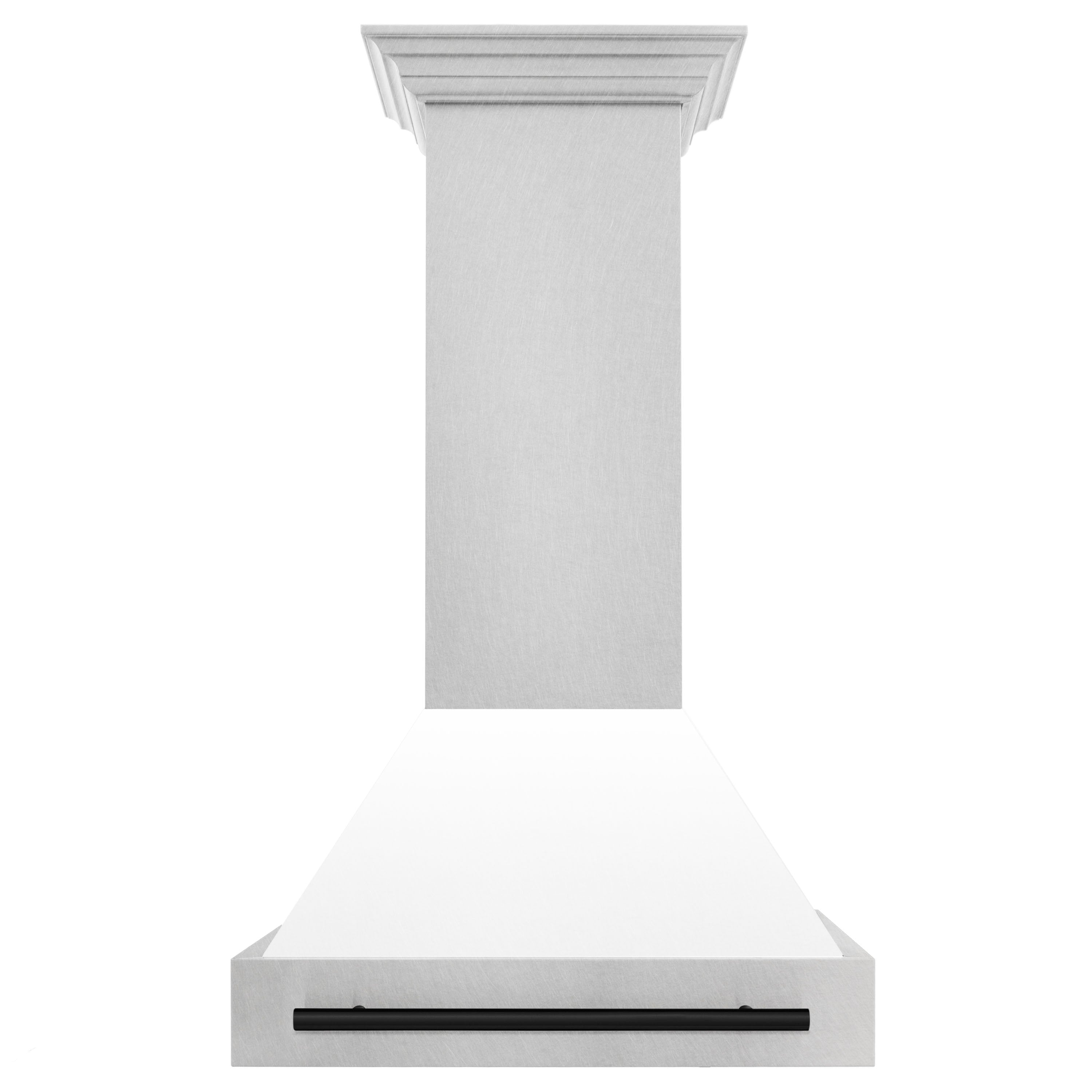 30 in. ZLINE Autograph Edition DuraSnow Stainless Steel Range Hood with White Matte Shell and Accented Handle (8654SNZ-WM30) - New Star Living