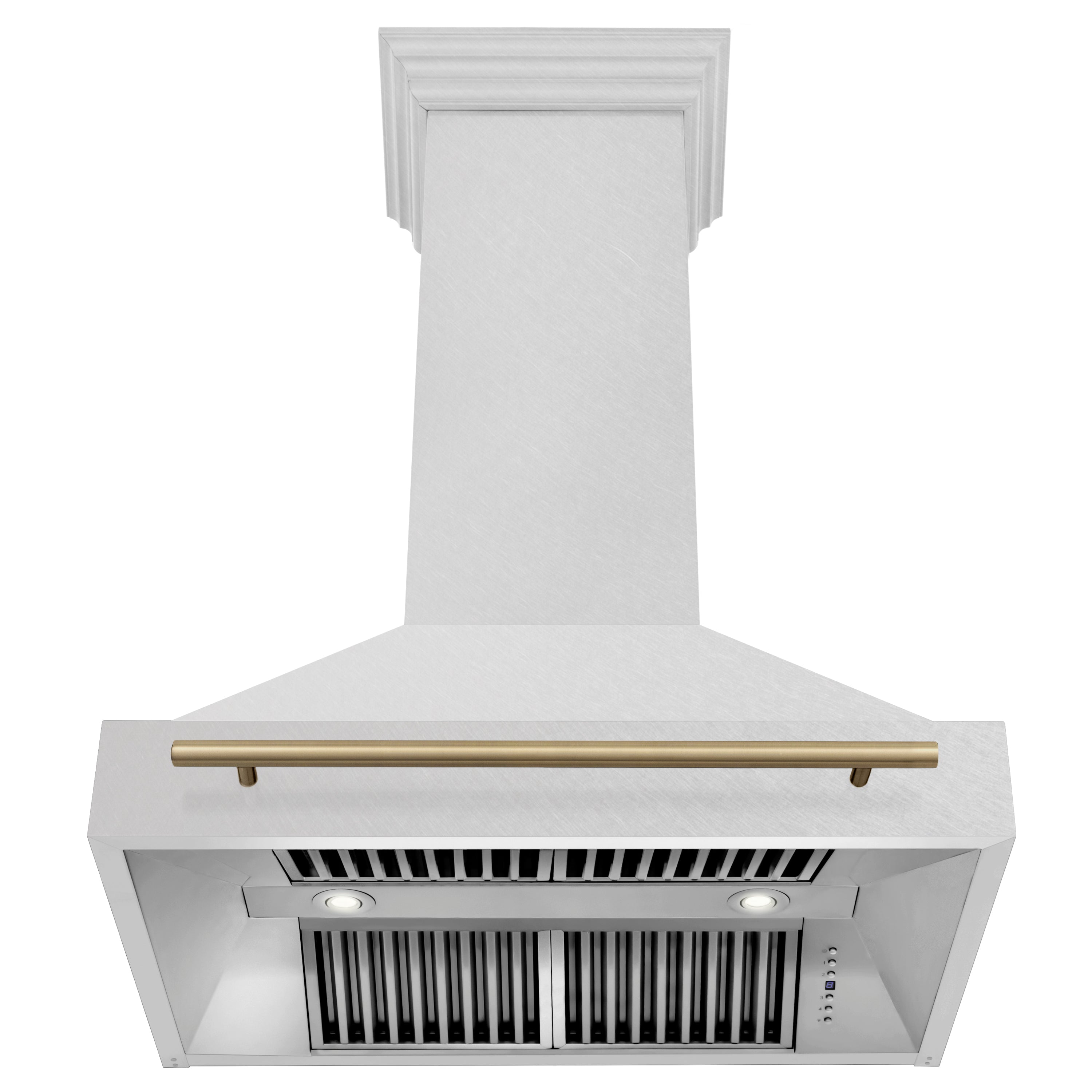 36 in. ZLINE Autograph Edition DuraSnow Stainless Steel Range Hood with Stainless Steel Shell and Colored Handle (8654SNZ-36) - New Star Living
