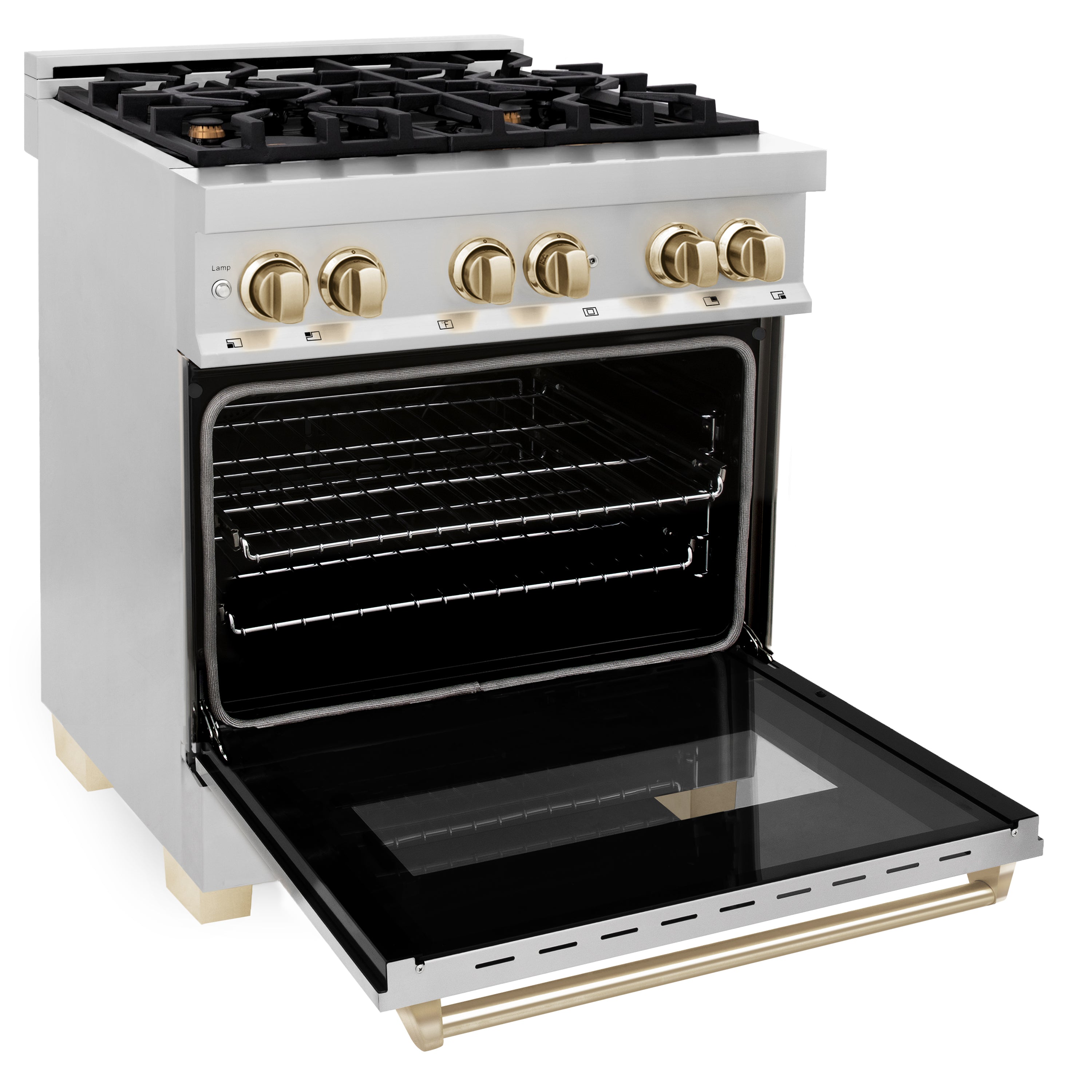 ZLINE Autograph Edition 30" 4.0 cu. ft. Dual Fuel Range with Gas Stove and Electric Oven in Stainless Steel with Accents (RAZ-30) - New Star Living