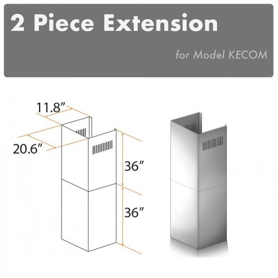 ZLINE 2-36 in. Chimney Extensions for 10 ft. to 12 ft. Ceilings (2PCEXT-KECOM) - New Star Living
