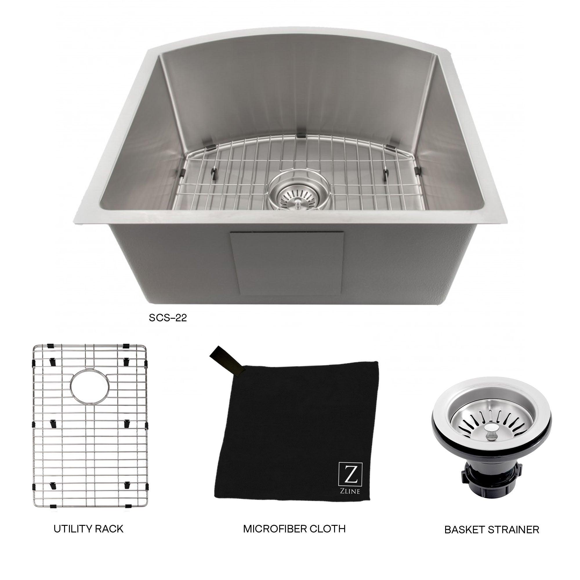 ZLINE 22 in. Telluride Undermount Single Bowl Kitchen Sink with Bottom Grid (SCS) - New Star Living
