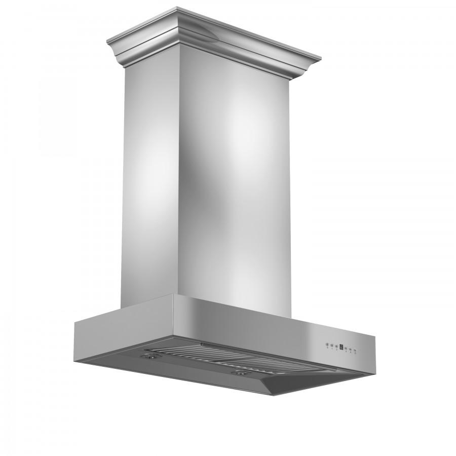 ZLINE 30 in. Professional Wall Mount Range Hood In Stainless Steel With Crown Molding (KECOMCRN-30) - New Star Living