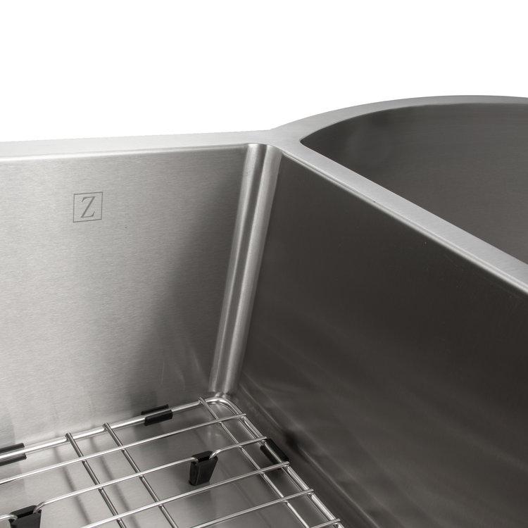 ZLINE 33 in. Aspen Undermount Double Bowl Kitchen Sink with Bottom Grid (SC30D) - New Star Living