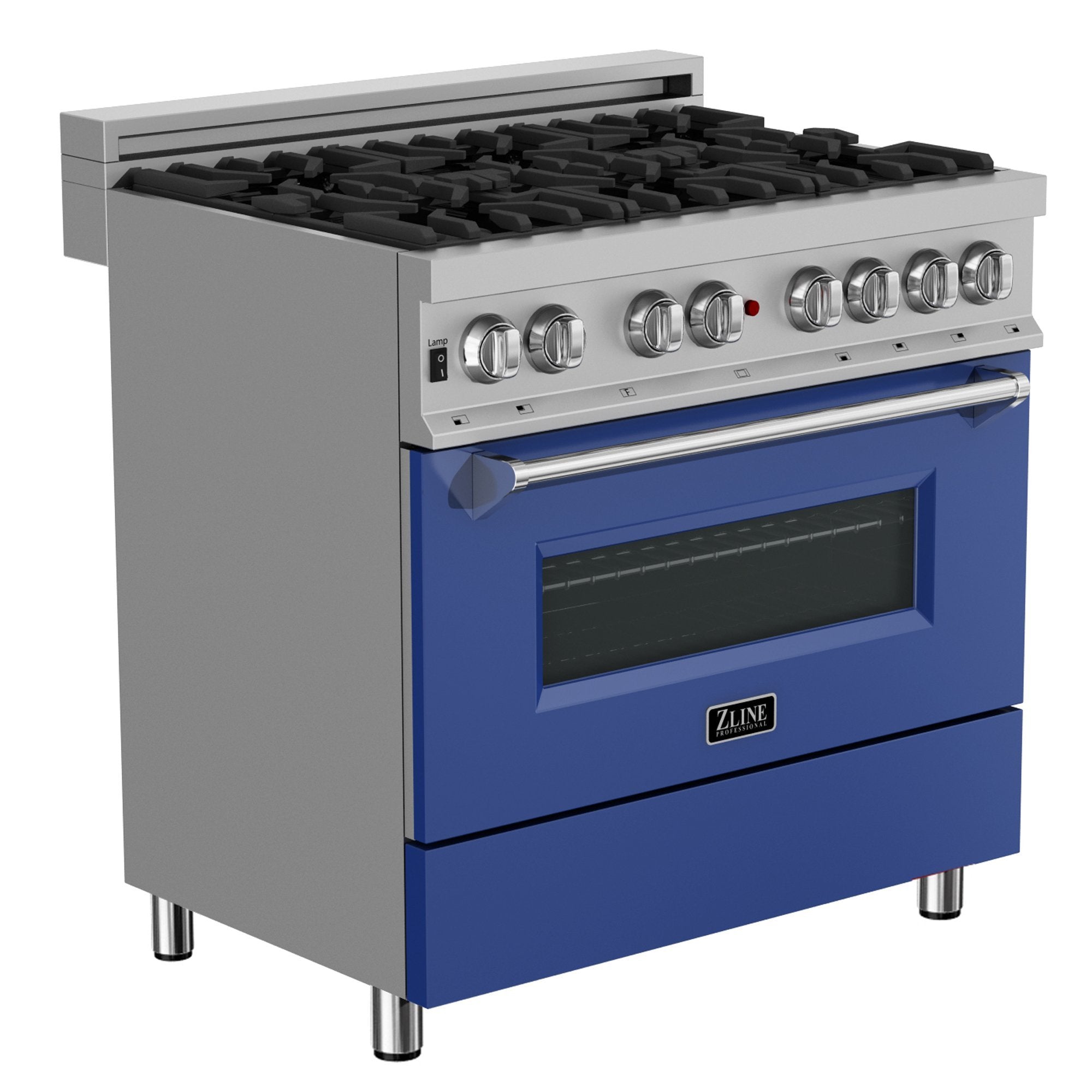 ZLINE 36" Professional Dual Fuel Range in DuraSnow Stainless Steel with Color Door Finishes - Ranges - ZLINE Kitchen and Bath - ZLINE 36 in. Professional Dual Fuel Stainless  | Rustic Kitchen and Bath