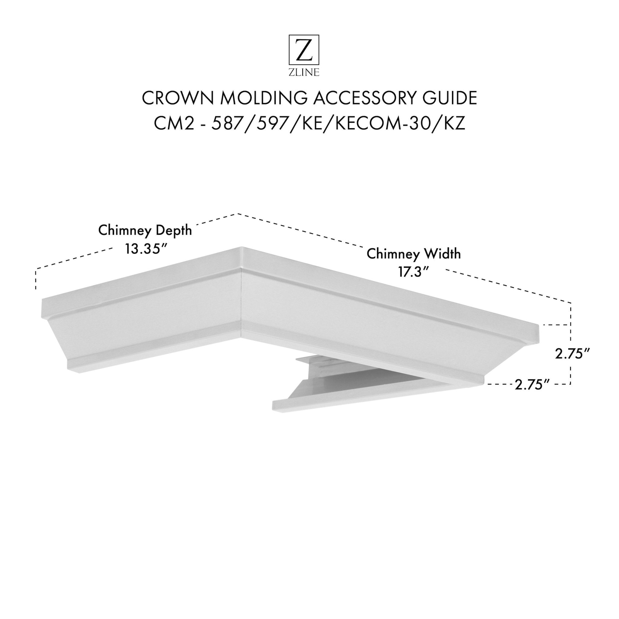 ZLINE Crown Molding 2 For Wall Range Hood (CM2-587/597/KE/KECOM-30/KZ) - New Star Living