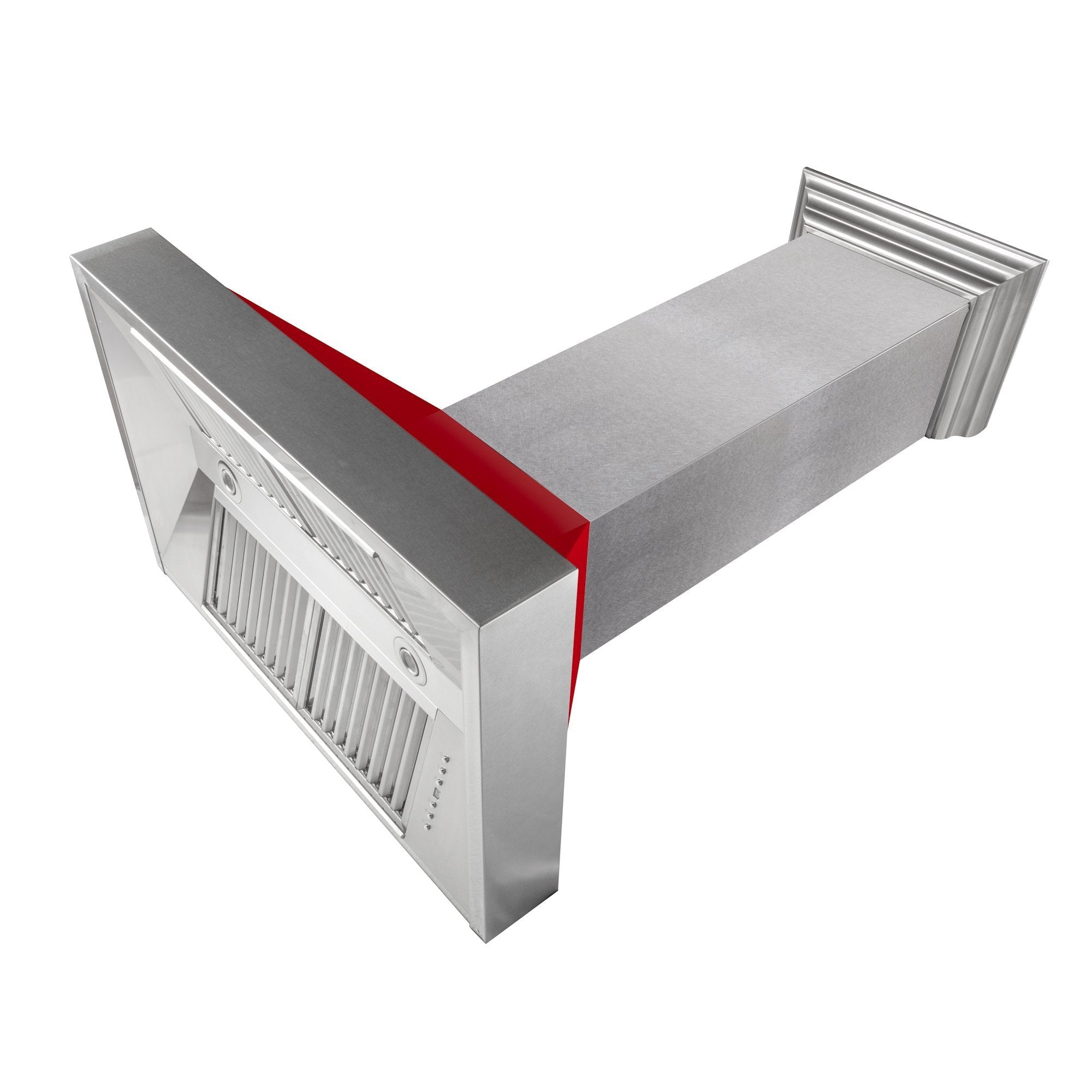 ZLINE Ducted DuraSnow Stainless Steel Range Hood with Red Gloss Shell (8654RG) - New Star Living